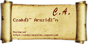 Czakó Arszlán névjegykártya